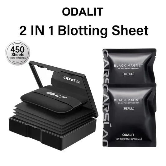⏰Buy 1 Get 1 Free💝Black Magnet Oil Blotting Setting Sheet With Powder More Control Oil Keep Fresh 2 IN 1 Blotting Sheet