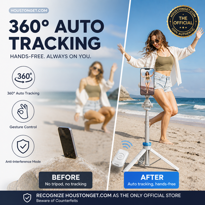 360° Auto-Sensing, Auto-Rotating Selfie Stick with Gesture Control and Crowd Interference Prevention