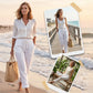 Women's  Elastic Waist Cotton Linen Wide Leg Pants