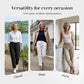 Women's  Elastic Waist Cotton Linen Wide Leg Pants