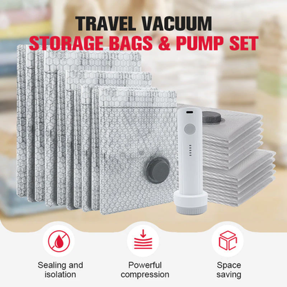 🔥HOUSTONGET Wireless Travel Vacuum Storage Bags (with Built-in Vacuum Pump)