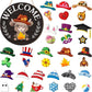 🐇 Easter Sale: 50% OFF！！💥Highland Cow Sign Interchangeable Welcome Sign with Magnet Detachable Hats Cute Cattle Hanging