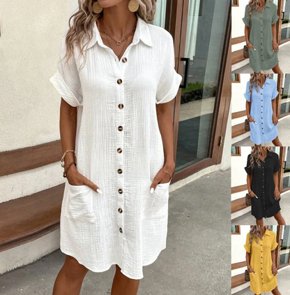 ⏳Time-Limited Special⏰Women’s Summer Midi Dress – Breezy, Flattering & Effortlessly Chic! Lightweight Button-Down with Pockets 🇬🇧☀️