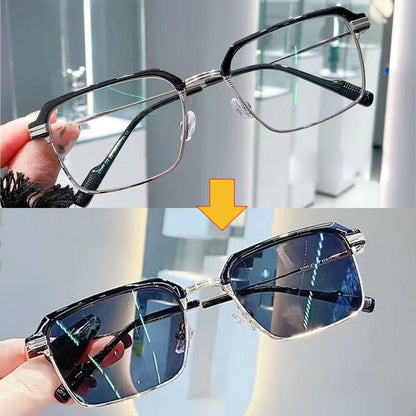 🔥50% OFF👓Stylish Anti Blue Light Square Myopia Color Changing Glasses