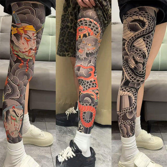 ✨2026 Brand New Design：Ukiyo-e style😎Stretchy Tattoo-Print Leg Sleeve
