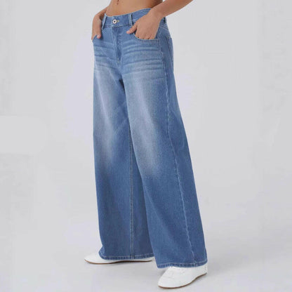 Women’s Fashion Wide Leg Jeans with Pockets
