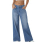 Women’s Fashion Wide Leg Jeans with Pockets