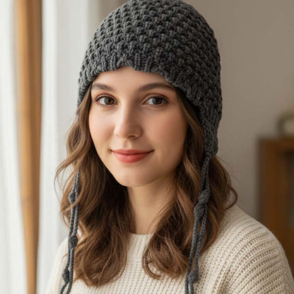 Warm Soft Unique Knitted Tassel Beanie