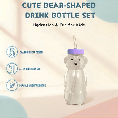 Cute Bear Shaped Drink Bottle Set