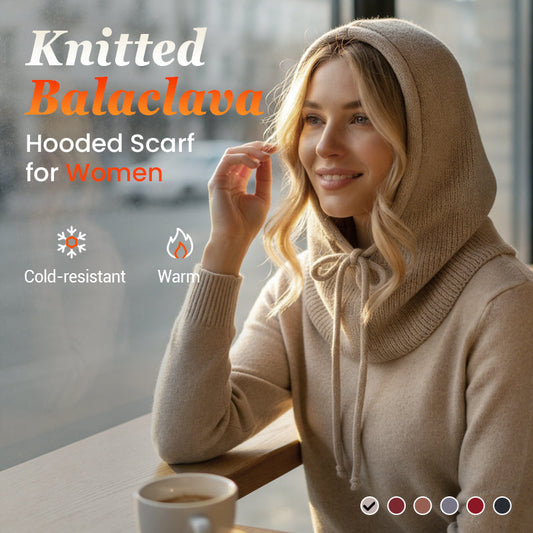 Knitted Balaclava Hooded Scarf for Women