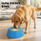 Anti-gulping bowl for dogs with rolling ball