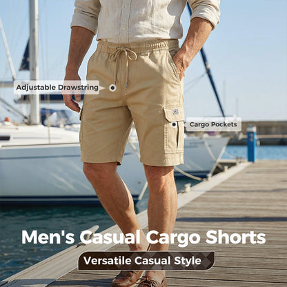 🩳 Men's Casual Cargo Shorts with Drawstring Waist – Multi-Pocket, Lightweight & Breathable