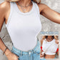 🥳2026 HOT SALE🥳💞50K+ SOLD!🎽💕 50% OFF! Round Neck Built-in Bra Tank – Stretchy ribbed knit, wrinkle-resistant. Conceals underarm fat, enhances curves. Built-in shelf bra for light support. Perfect for daily or workout. 🌸✨