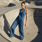 👗 50% OFF NOW! 👖 Vintage Washed Halter Top & Wide-Leg Pants – Retro Chic & Soft Denim ✨