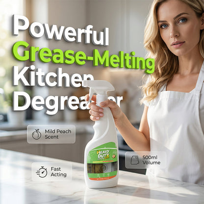 🍑50% OFF NOW ! ✨Heavy Duty Kitchen Degreaser Spray, Powerful Grease‑Melting Fast‑Acting Cleaner, Mild Peach Scent 500ml for Stove & Range Hood