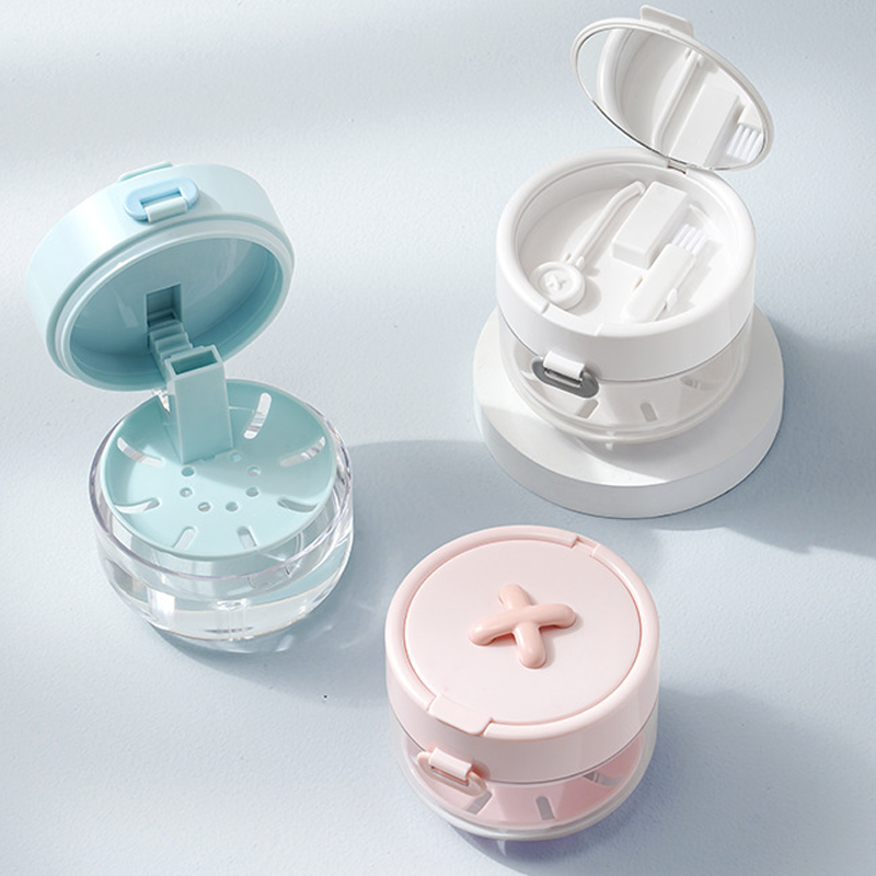 All-in-One Retainer Storage Case in white blue and pink