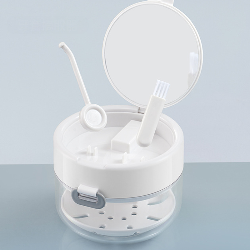 White retainer case with lid open