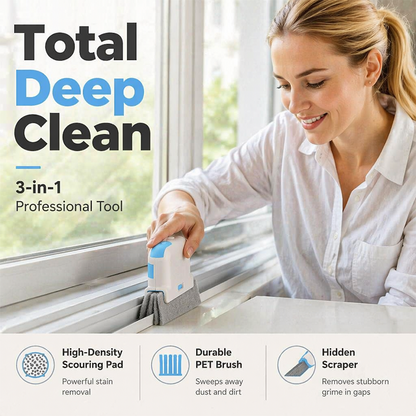 Buy 1 Get 1 Free! 3-in-1 Window Track Cleaning Tool with Scrubbing Pad