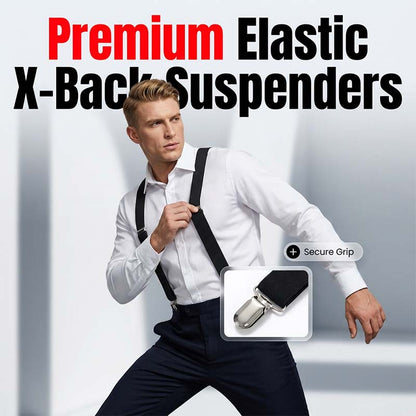 Adjustable Elastic X-Back Suspenders for Men