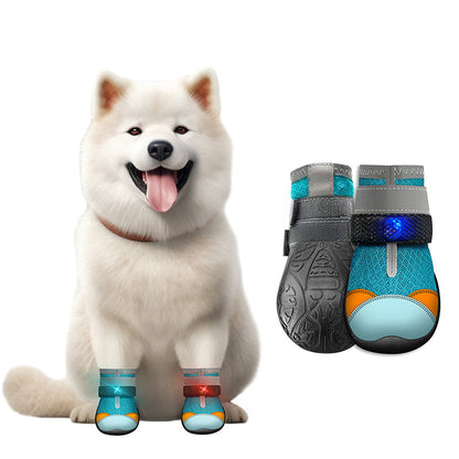 LED Dog Shoes – Breathable Mesh Paw Protectors with Night Lights, Non-Slip Wear-Resistant Soles, Adjustable Straps for Secure Fit