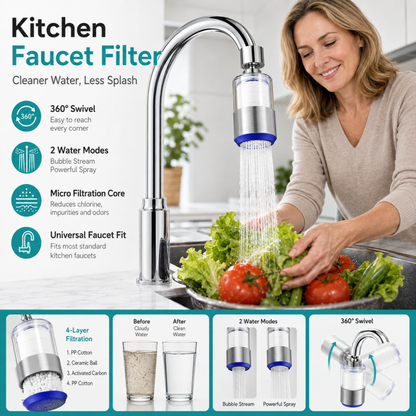 🥳HOT SALE! 360° Swivel Kitchen Faucet Filter💧✨
