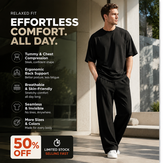 🔥Last Day Sale 50% OFF⏰👔Men's T-Shirt & Wide-Leg Pants 2-Piece Set🎁